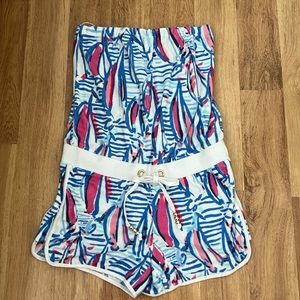Lilly Pulitzer Dixon Romper in Sailboat Print Size S